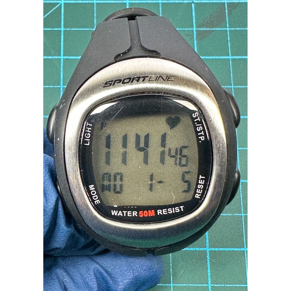 Sportline 4964 Heart Rate Monitor Watch Black 50M Water Resist NEW BATTERY